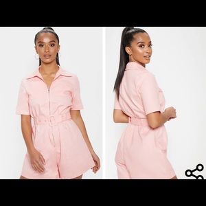 Pink Belted Utility Romper